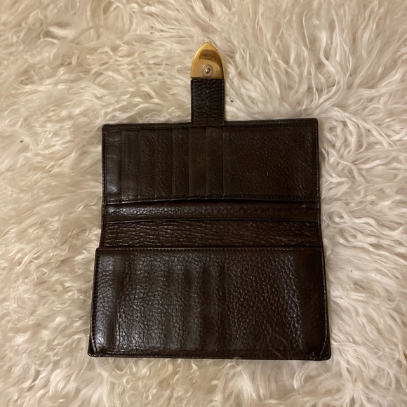 Genuine Vintage Gucci GG Dark Brown Leather Wallet w Buckle - Picture 5 of 6
